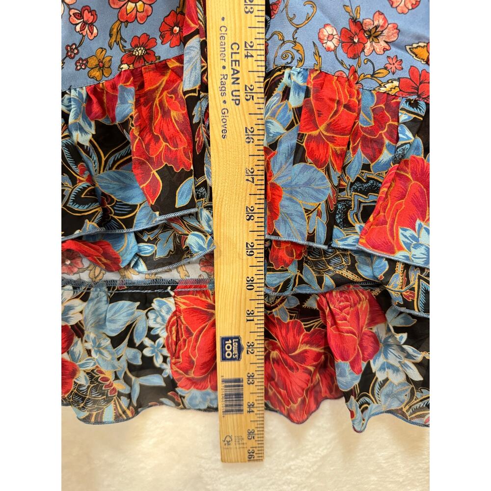 See By Chloe Floral Print Silk Caftan Dress Sz 38 6 Blue Dream Cottagecore Boho - Picture 12 of 16